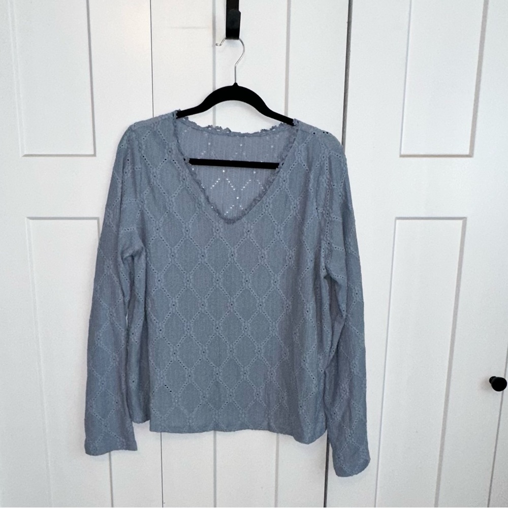 SHEIN Blue Blouse with Elegant Design